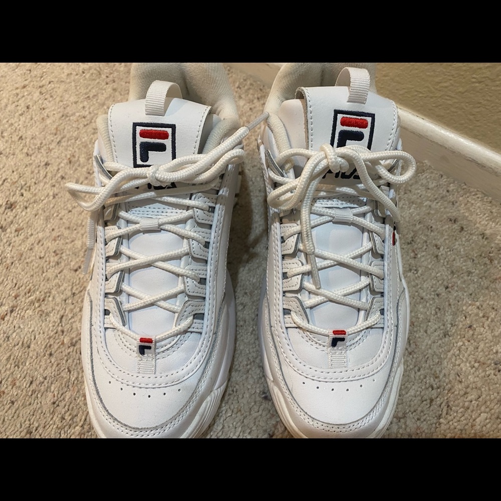 Chunky white Filas worn only a couple times